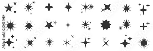 Star magic burst and icon spark shine with retro element starburst. Vector glitter glow and vintage light effect with shape bling twinkle. Modern star design and abstract icon flat with simple.