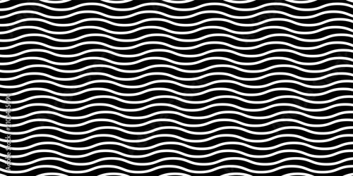 Bild auf Leinwand Abstract stripe wave with black and white line pattern
