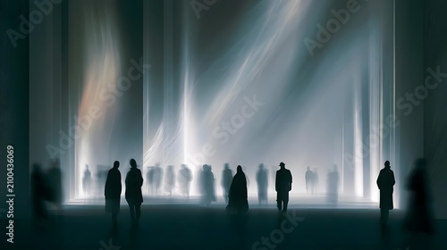 Ethereal Gathering of Silhouettes in a Dreamlike Atmosphere