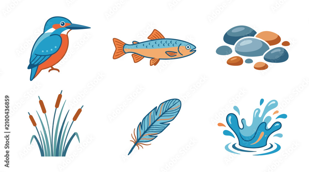 Obraz premium Collection of aquatic and natural elements.