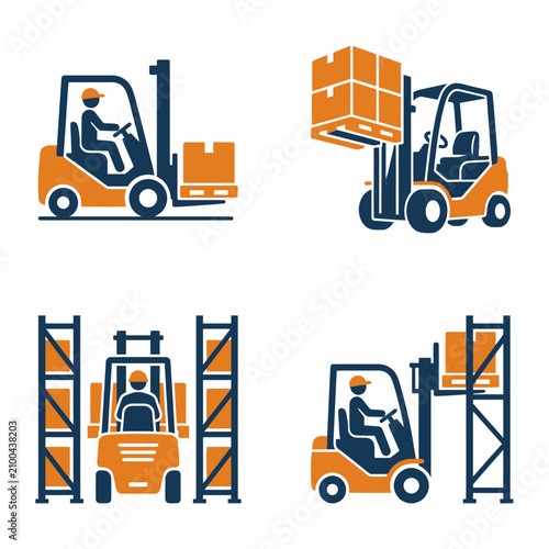 Fényképezés Forklift Operator Handling Industrial Equipment.