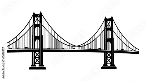 Golden gate bridge illustration black and white architectural design