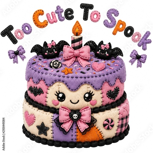 Delightful Halloween cake adorned with cute decorations and playful colors, perfect for festive celebrations.