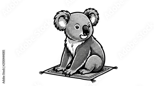 Foto Cute Koala Sitting on Mat.