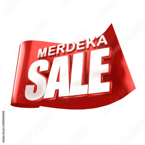 3D style transparent merdeka sale logo or icon with Promotional sale 17th august design on independent day red background