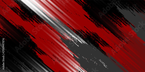 Glitch distorted grunge background. Noise destroyed texture. Red halftone dots blue color pattern gradient grunge texture background.