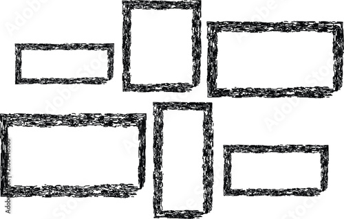Fotografie Five rough sketch rectangles on white background graphic element set