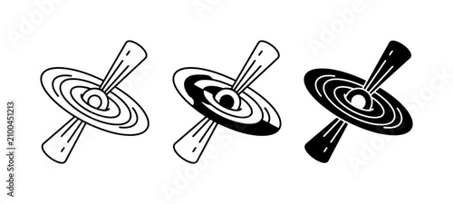 Black Hole Icons, Cosmic Phenomenon Vector Graphics, Celestial Event Illustrations