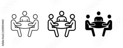 Teamwork Meeting Icons, Collaboration Discussion Symbols, Group Strategy Planning Graphics