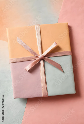 Pastel colored gift box wit...