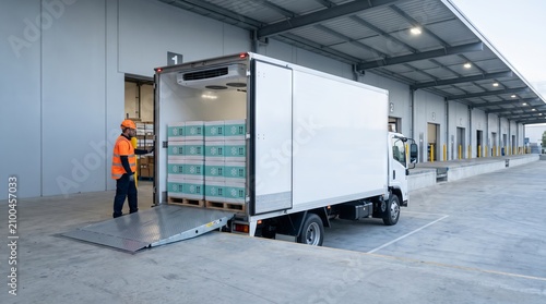 Refrigerated truck at the loading dock of a pharmaceutical distribution centre
