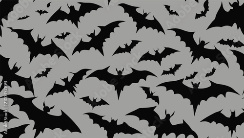 Seamless pattern of silhouetted flying bats on gray background for halloween decoration with halloween seamless silhouette background wallpaper wrapping decoration seasonal nighttime wildlife
