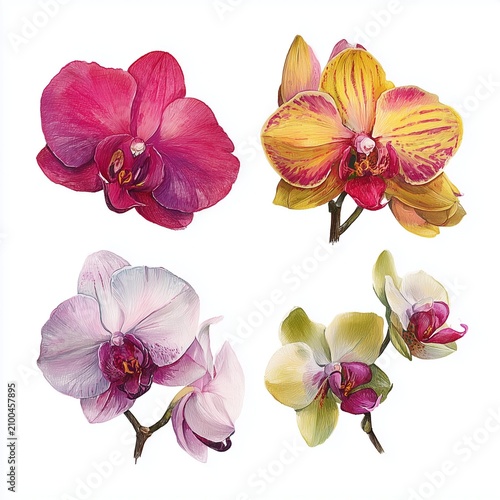 Vibrant assorted orchids showcasing stunning colors and intricate details, perfect for floral design and decoration.