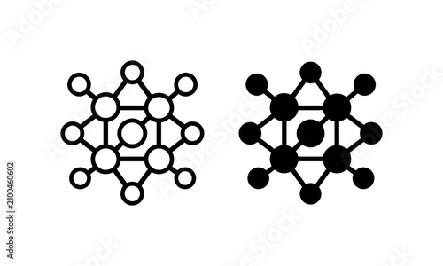 Abstract Geometric Molecule Icons, Science Network Node Symbols, Chemistry Structure Vector Graphics