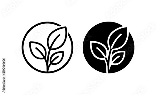 Organic Growth Icons, Minimalist Plant Emblems, Eco-Friendly Leaf Symbols, Nature Seedling Badges, Vector Art