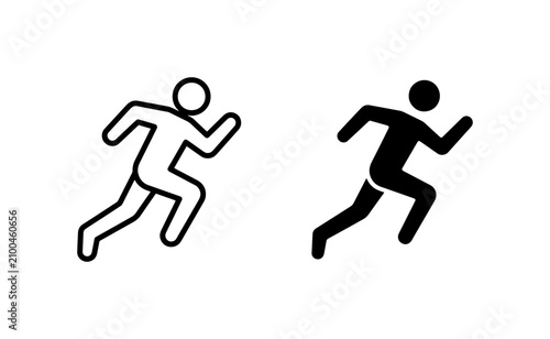 Running Man Icons, Silhouette and Outline, Vector Graphics for Fitness and Sport Concepts