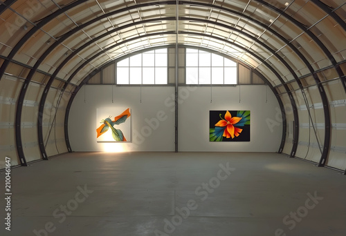 Empty modern art gallery wi...