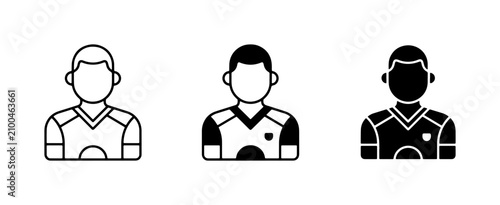 Soccer Player Icons, Football Athlete Symbols, Sports Team Uniform Graphics, Vector Set