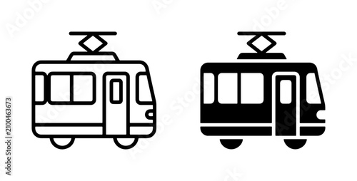 Modern Tram Icons, Urban Transit Vector Graphics, Public Transportation Symbols, City Commute Design Elements