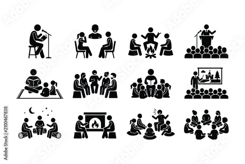People in various meeting and social settings.