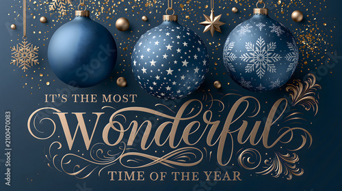 Christmas greeting card and wishes , it s the most wonderful time of  the year. 