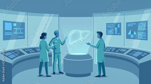 Isometric Hospital Scene for Liver Health Examination