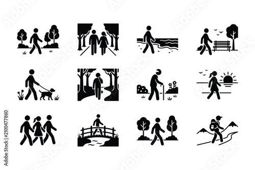 People walking in various scenes.