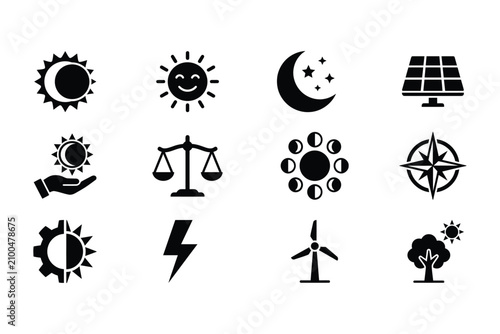 Renewable Energy Icons and Symbols.