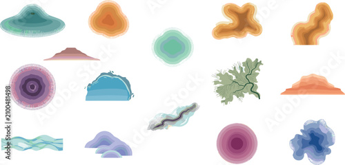 Tableau sur toile Abstract mineral agate slice vector icons set featuring colourful crystal geode