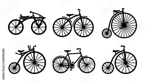 Quadro su tela Vintage Bicycle Collection, Retro Transportation Icons, Classic Cycling Silhouet