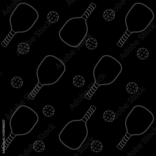 Pickleball paddle and ball seamless pattern