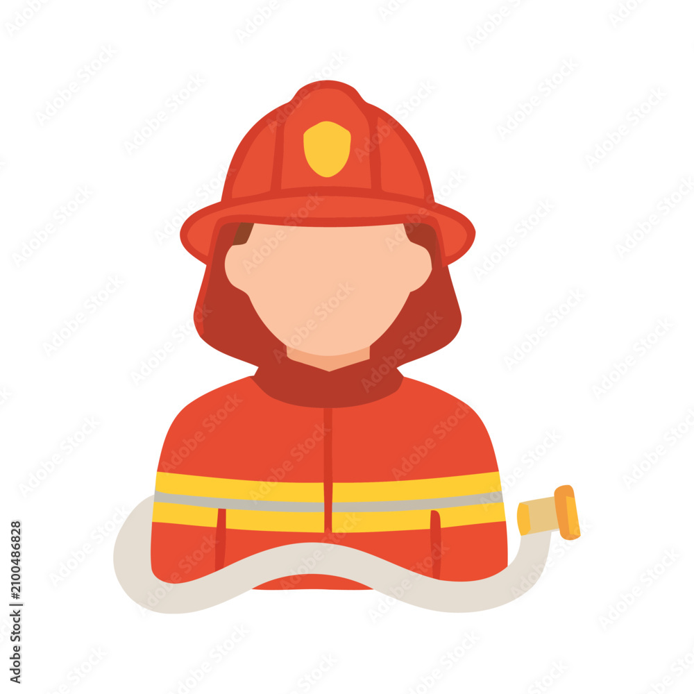 Fototapeta premium Professional firefighter in protective uniform with water hose icon white background and color black firefighter emergency protection professional white background and color black