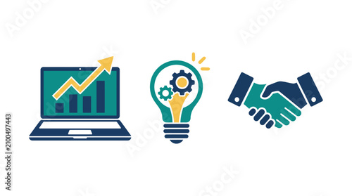 business icons growth, creativity and partnership