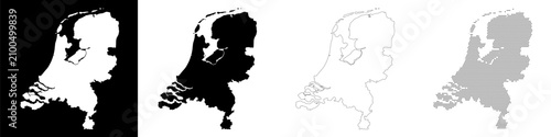Foto netherlands map territory black icon vector outline halftone contour minimal sil