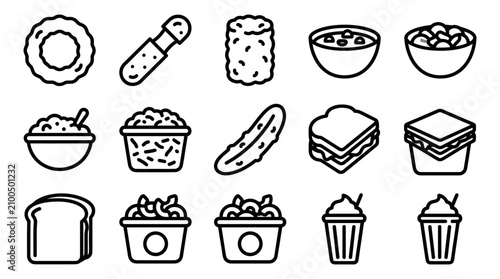 Obraz na płótnie Variety food and movie snack line icons