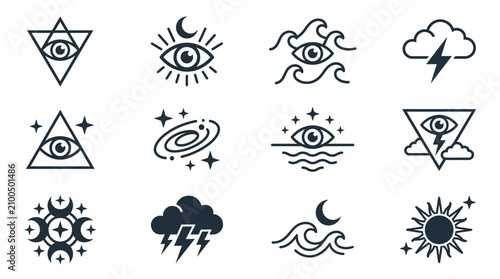 Canvastavla Mystic eye and weather icons.