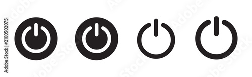 Power button vector icons set simple style. collection of modern on off symbols in a circle.
