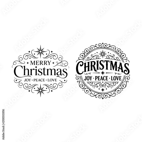 Obraz na płótnie Merry Christmas graphic design elements with festive holiday text