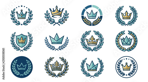 Cuadro en lienzo Collection of royal crest logos.