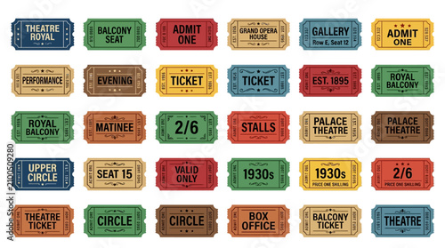 Collection of Vintage Theatre Tickets, Admission Passes, and Event Entry Stubs
