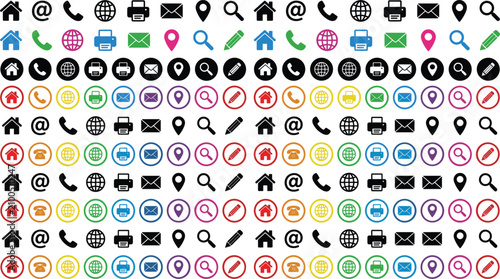 Foto Colorful contact information icons mega collection for business card layouts web