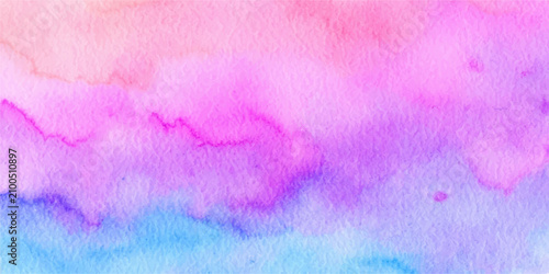 Billede på lærred Abstract watercolor background with soft pink purple and blue gradients blending