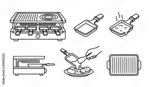 Minimal Raclette Grill Line Vector Icon Editable Stroke