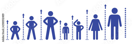Картината върху платно Height Measurement Icon Set With Human Body Growth, Ruler Scale, Fitness Tracking, Child Development, Medical Measurement, Stadiometer, And Healthcare Assessment Symbols Collection