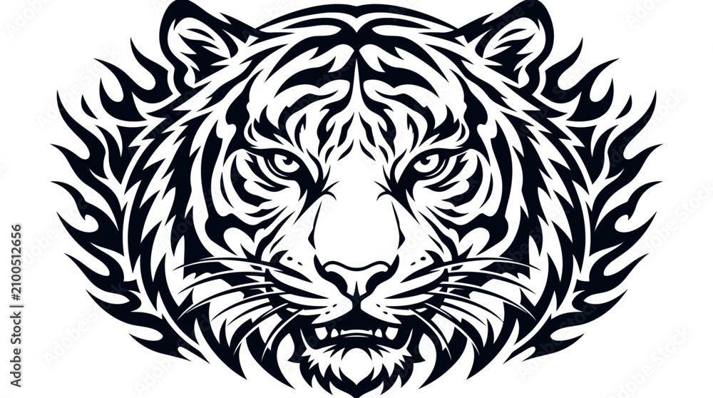 Fototapeta premium Tribal Tiger Face Vector Illustration