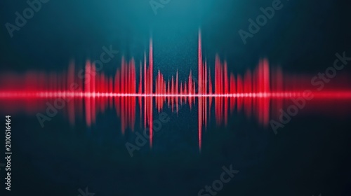 Vibrant abstract sound wave graphic featuring glowing red and blue effects against a dark backdrop