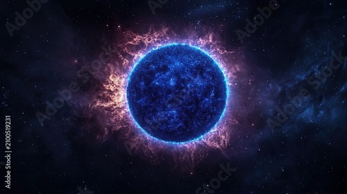Vibrant cosmic scene featuring a glowing blue star surrounded by ethereal nebula in deep space