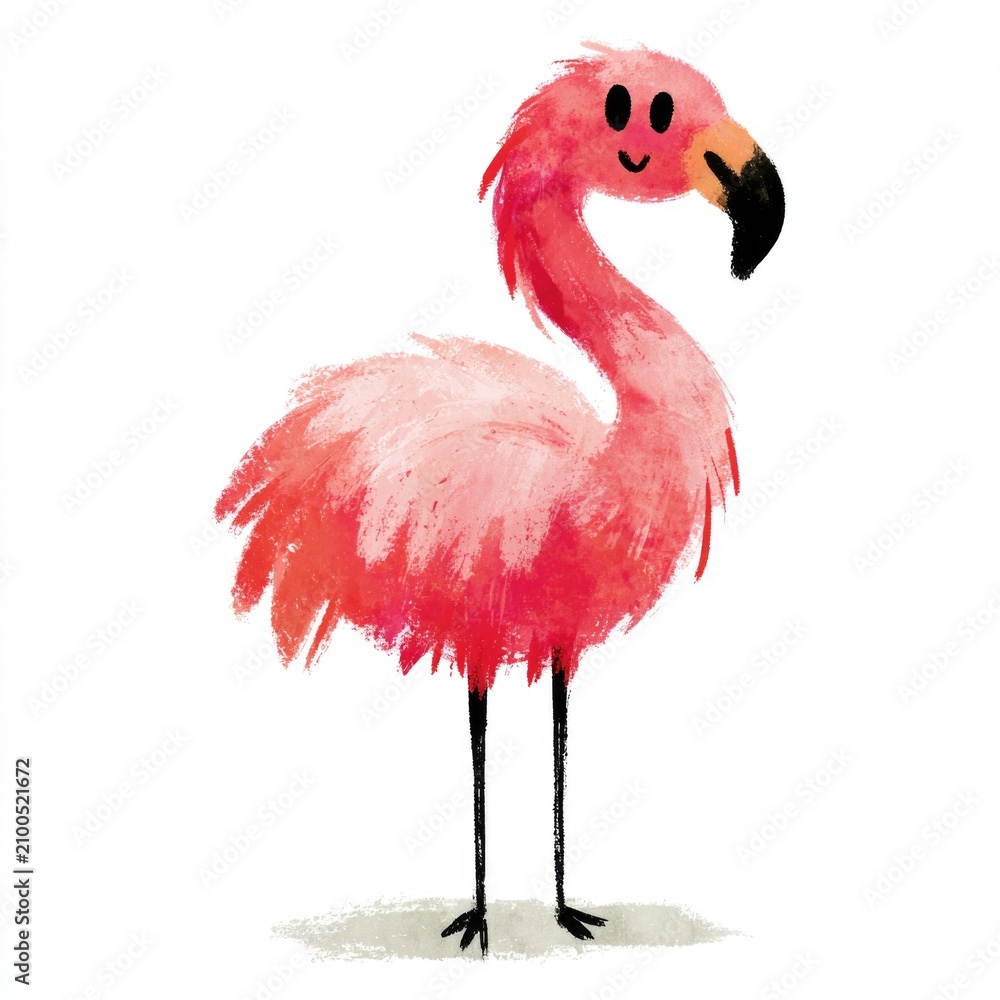 Obraz premium Cute greater flamingo doodle illustration for children
