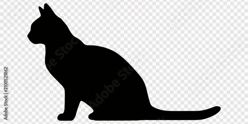 Photos cat sitting upright and facing right silhouette, Black silhouette illustration o