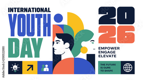 Young person illustration celebrating international youth day 2026.